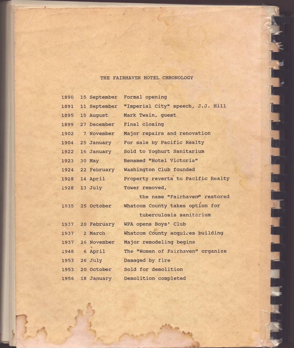 THE FAIRHAVEN HOTEL JOURNAL 1889 - 1956 (Signed)