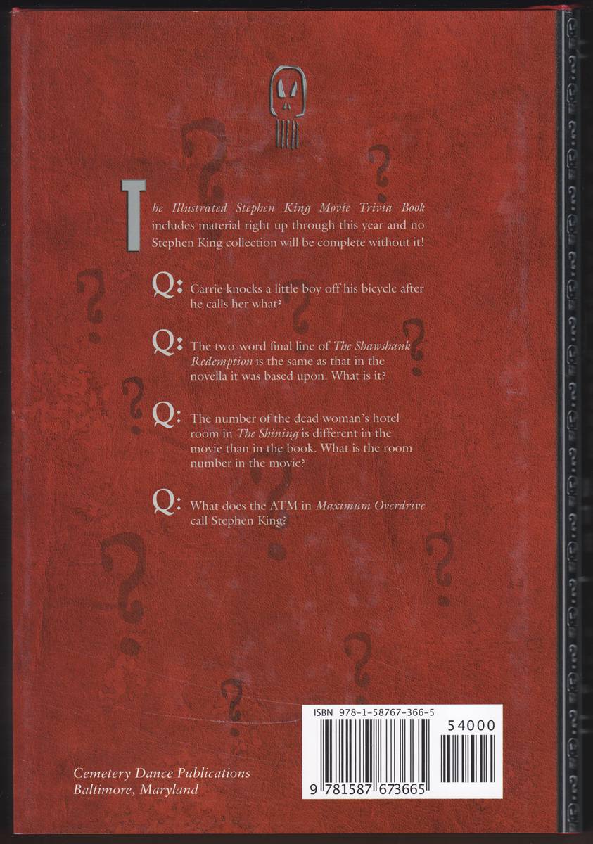 Image for THE ILLUSTRATED STEPHEN KING MOVIE TRIVIA BOOK THE ILLUSTRATED STEPHEN KING MOVIE TRIVIA BOOK