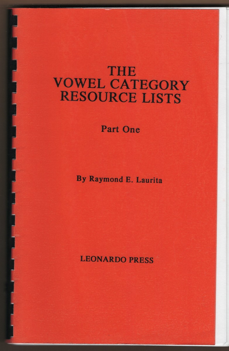 THE VOWEL CATEGORY RESOURCE LISTS (PARTS ONE AND TWO)