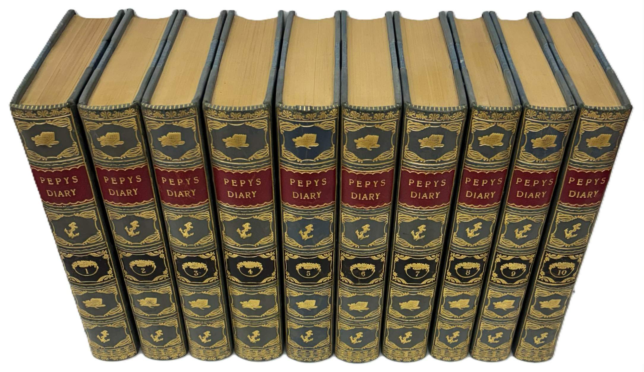 THE DIARY OF SAMUEL PEPYS M.A. F.R.S CLERK OF THE ACTS AND SECRETARY TO THE ADMIRALTY (10 VOLUME COMPLETE SET EDITED BY HENRY B. WHEATLEY F.S.A.)