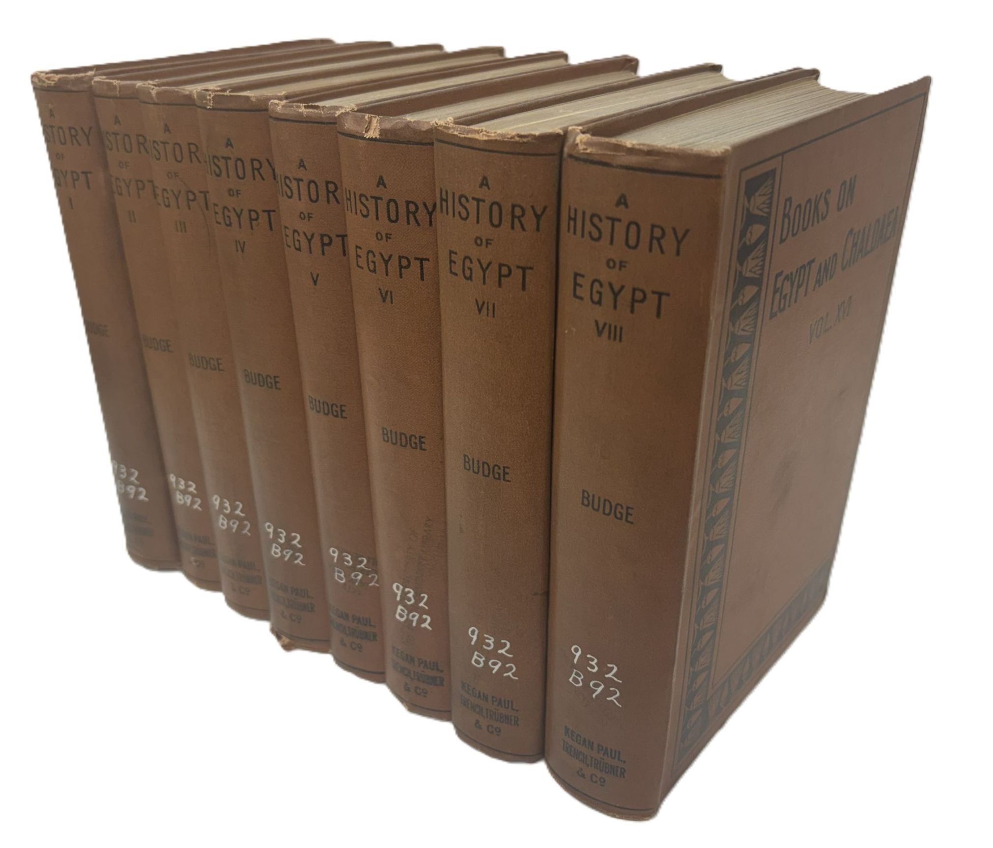 A HISTORY OF EGYPT FROM THE END OF THE NEOLITHIC PERIOD TO THE DEATH OF CLEOPATRA VII. B.C. 30 (8 VOLUME SERT) . Books on Egypt and Chaldaea (Volumes 9 through 16)