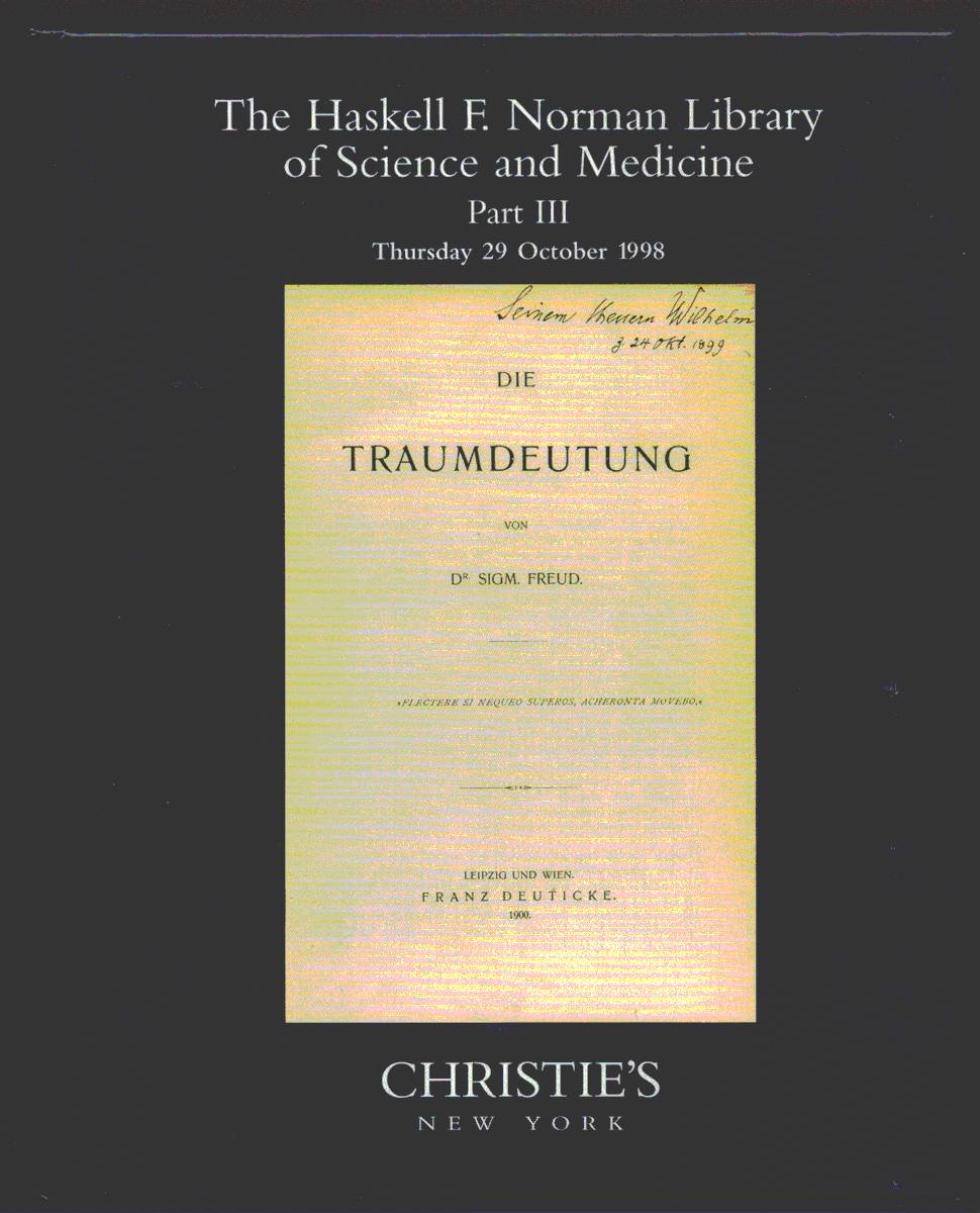 THE HASKELL F. NORMAN LIBRARY OF SCIENCE AND MEDICINE PART III. Thursday 29 October 1998 Sale: Freud-8976
